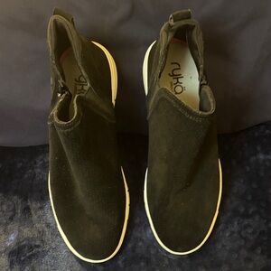 Ryka Black Suede and White Slip-On Shoes